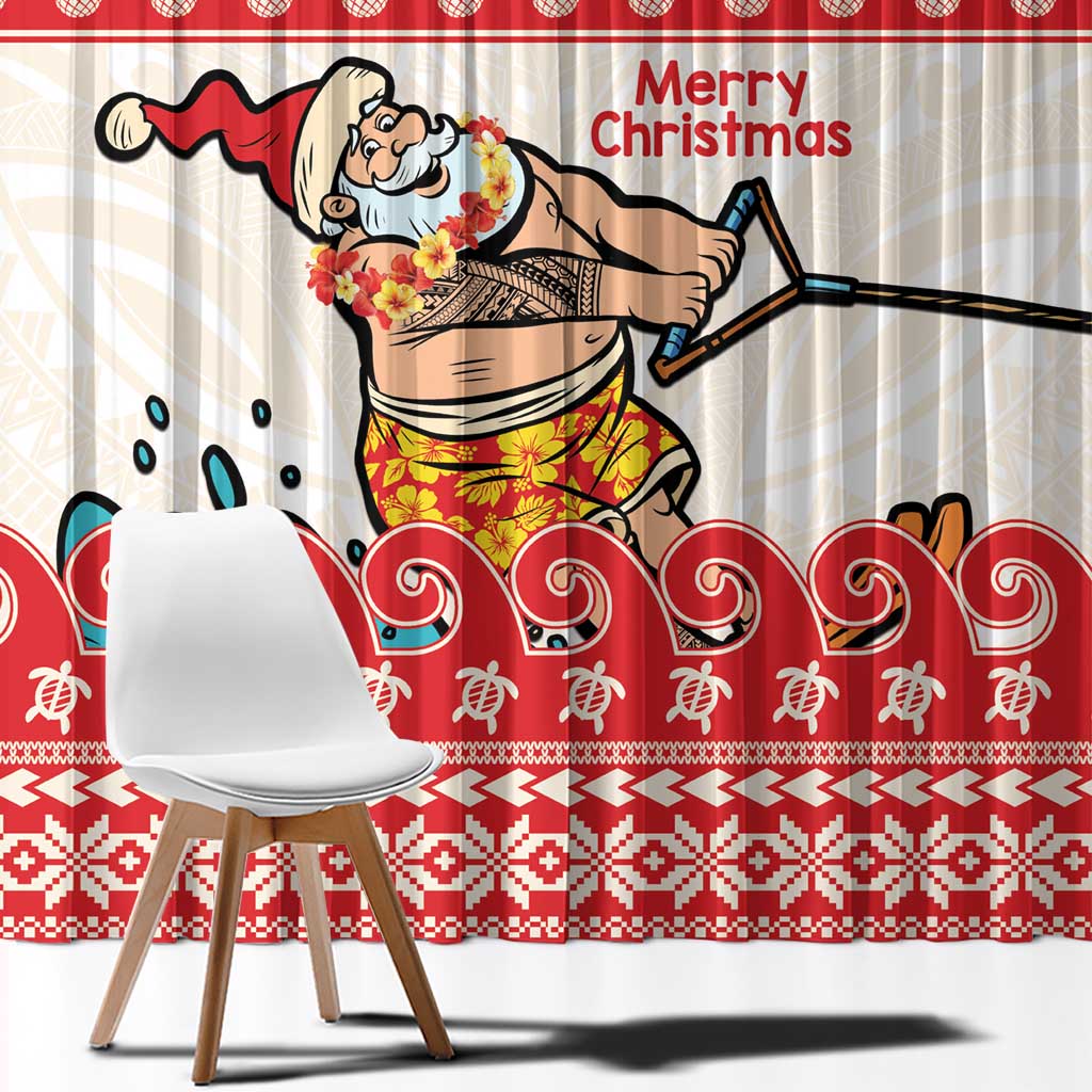 Mele Kalikimaka Hawaii Window Curtain Water-skiing Santa Tropical Vibes LT14 - Polynesian Pride