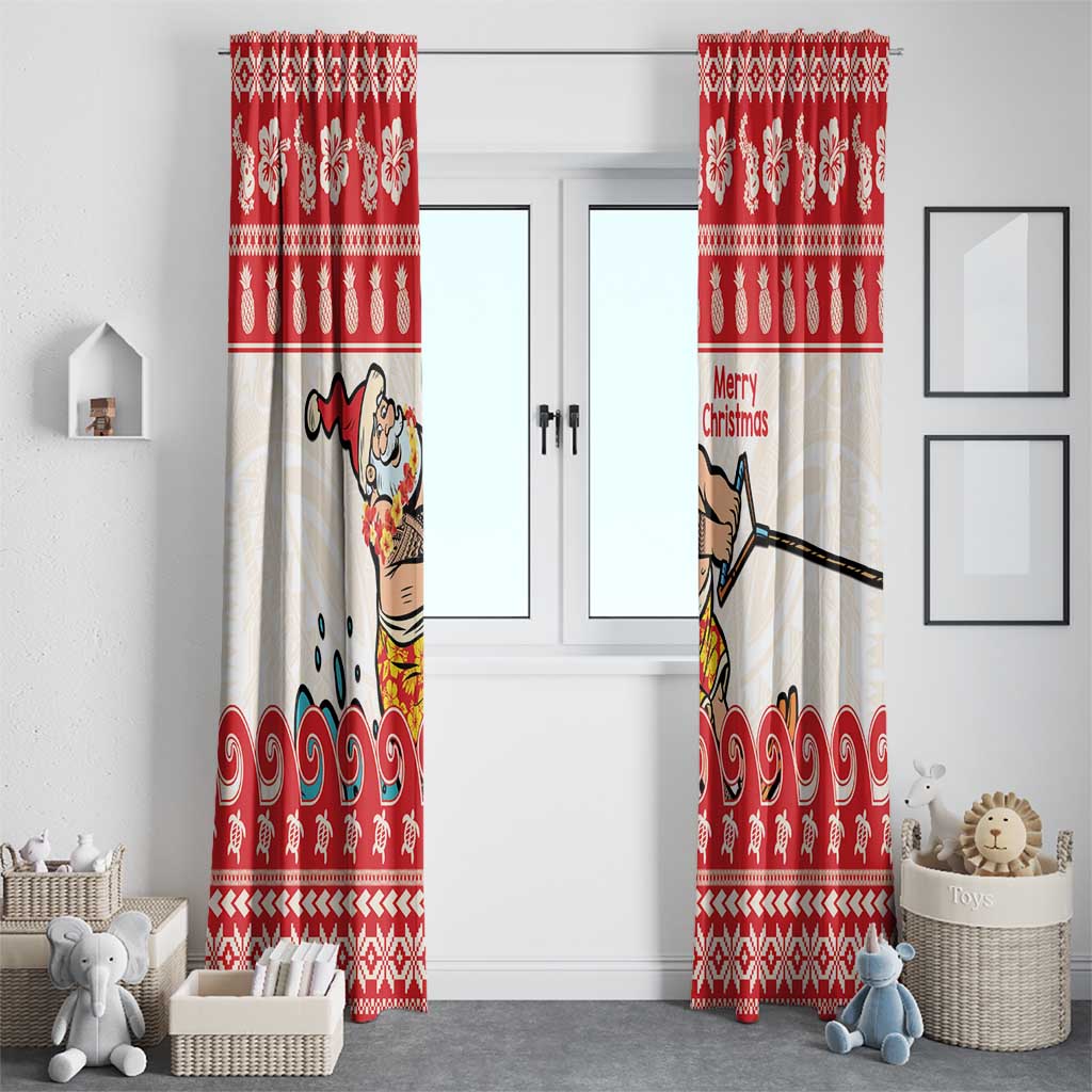 Mele Kalikimaka Hawaii Window Curtain Water-skiing Santa Tropical Vibes LT14 - Polynesian Pride