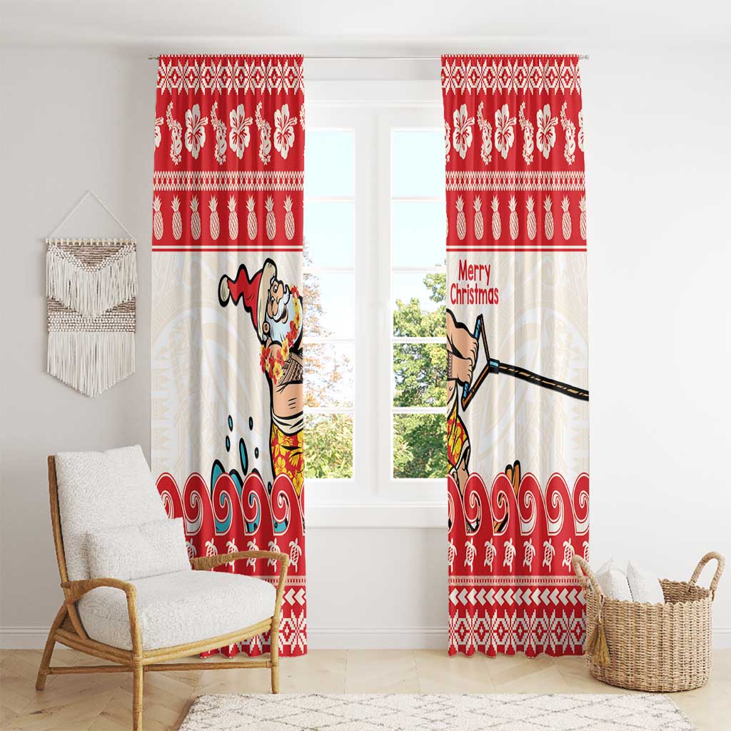Mele Kalikimaka Hawaii Window Curtain Water-skiing Santa Tropical Vibes LT14 - Polynesian Pride