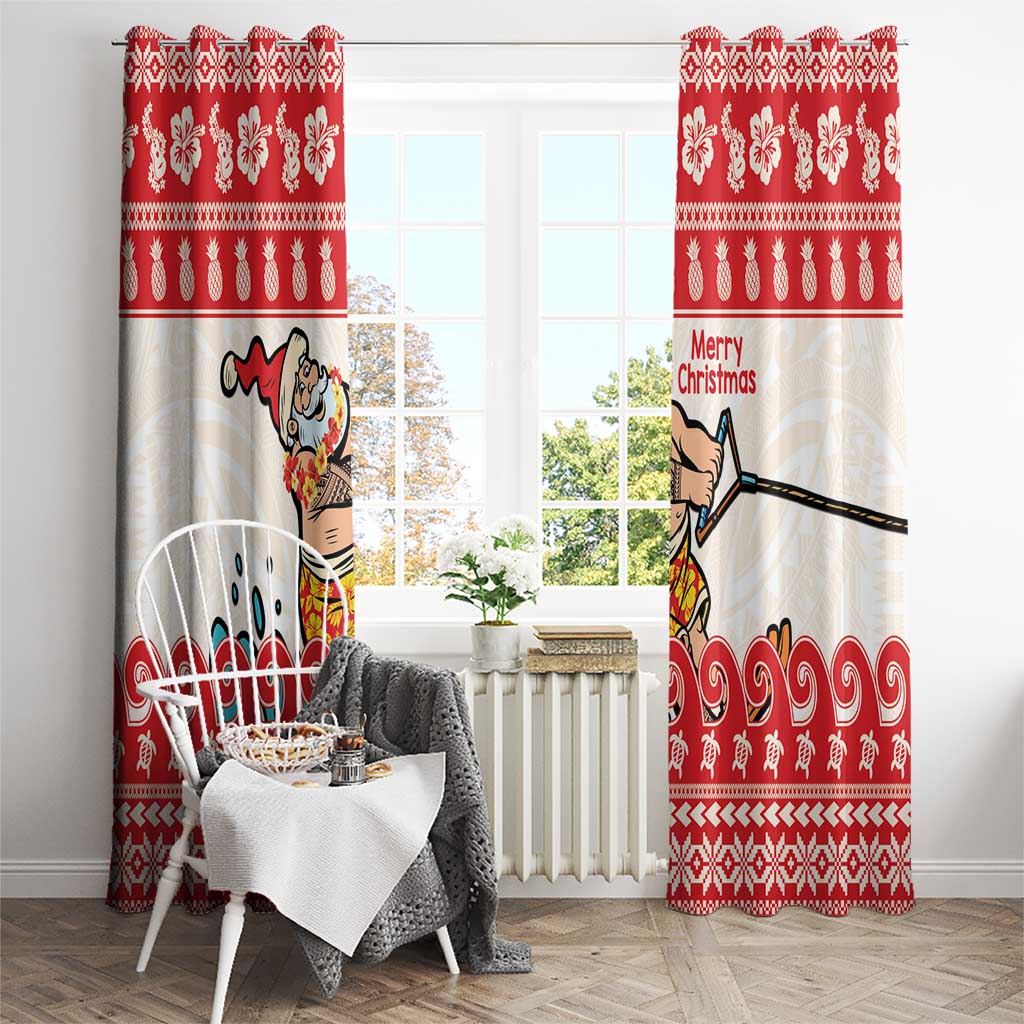 Mele Kalikimaka Hawaii Window Curtain Water-skiing Santa Tropical Vibes LT14 - Polynesian Pride