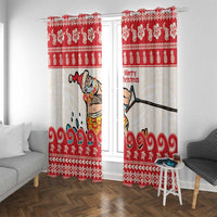 Mele Kalikimaka Hawaii Window Curtain Water-skiing Santa Tropical Vibes LT14 With Grommets Red - Polynesian Pride