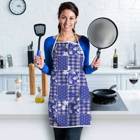 Blue Palaka Japanese Patterns Apron Koi Fish Asanoha Sakura Patchwork Stylized - Polynesian Pride