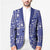 Blue Palaka Japanese Patterns Blazer Koi Fish Asanoha Sakura Patchwork Stylized - Polynesian Pride