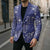 Blue Palaka Japanese Patterns Blazer Koi Fish Asanoha Sakura Patchwork Stylized - Polynesian Pride