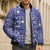 Blue Palaka Japanese Patterns Bomber Puffer Jacket Koi Fish Asanoha Sakura Patchwork Stylized - Polynesian Pride