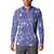 Blue Palaka Japanese Patterns Button Sweatshirt Koi Fish Asanoha Sakura Patchwork Stylized - Polynesian Pride