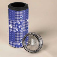 Blue Palaka Japanese Patterns 4 in 1 Can Cooler Tumbler Koi Fish Asanoha Sakura Patchwork Stylized - Polynesian Pride