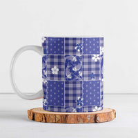 Blue Palaka Japanese Patterns Ceramic Mug Koi Fish Asanoha Sakura Patchwork Stylized - Polynesian Pride
