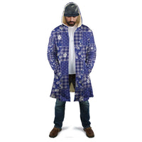 Blue Palaka Japanese Patterns Cloak Koi Fish Asanoha Sakura Patchwork Stylized - Polynesian Pride