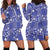Blue Palaka Japanese Patterns Hoodie Dress Koi Fish Asanoha Sakura Patchwork Stylized - Polynesian Pride