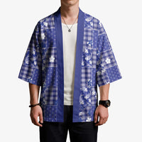 Blue Palaka Japanese Patterns Kimono Koi Fish Asanoha Sakura Patchwork Stylized - Polynesian Pride