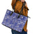 Blue Palaka Japanese Patterns Leather Tote Bag Koi Fish Asanoha Sakura Patchwork Stylized - Polynesian Pride