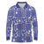 Blue Palaka Japanese Patterns Long Sleeve Polo Shirt Koi Fish Asanoha Sakura Patchwork Stylized - Polynesian Pride