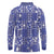 Blue Palaka Japanese Patterns Long Sleeve Polo Shirt Koi Fish Asanoha Sakura Patchwork Stylized - Polynesian Pride