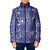 Blue Palaka Japanese Patterns Padded Jacket Koi Fish Asanoha Sakura Patchwork Stylized - Polynesian Pride
