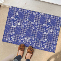 Blue Palaka Japanese Patterns Rubber Doormat Koi Fish Asanoha Sakura Patchwork Stylized LT14 - Polynesian Pride
