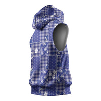 Blue Palaka Japanese Patterns Sleeveless Hoodie Koi Fish Asanoha Sakura Patchwork Stylized LT14 - Polynesian Pride
