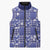 Blue Palaka Japanese Patterns Sleeveless Puffer Jacket Koi Fish Asanoha Sakura Patchwork Stylized - Polynesian Pride