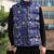 Blue Palaka Japanese Patterns Sleeveless Puffer Jacket Koi Fish Asanoha Sakura Patchwork Stylized - Polynesian Pride