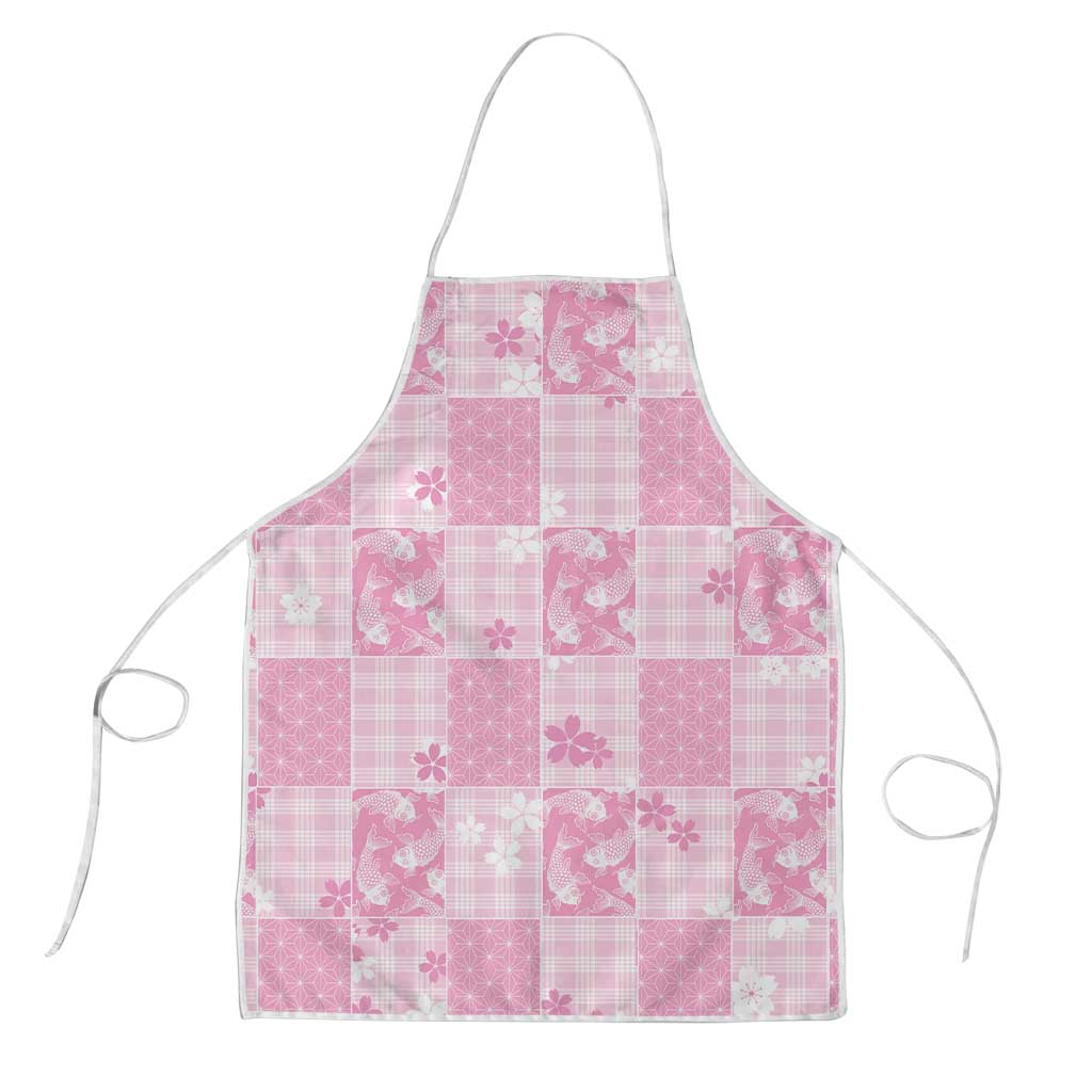 Pink Palaka Japanese Patterns Apron Koi Fish Asanoha Sakura Patchwork Stylized LT14 Pink - Polynesian Pride