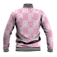 Pink Palaka Japanese Patterns Baseball Jacket Koi Fish Asanoha Sakura Patchwork Stylized LT14 - Polynesian Pride