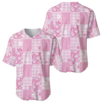 Pink Palaka Japanese Patterns Baseball Jersey Koi Fish Asanoha Sakura Patchwork Stylized - Polynesian Pride