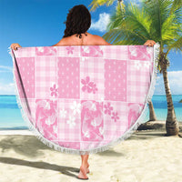 Pink Palaka Japanese Patterns Beach Blanket Koi Fish Asanoha Sakura Patchwork Stylized - Polynesian Pride
