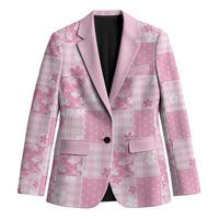 Pink Palaka Japanese Patterns Blazer Koi Fish Asanoha Sakura Patchwork Stylized LT14 Unisex Pink - Polynesian Pride