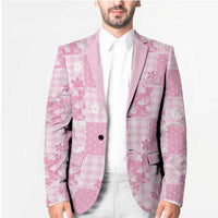 Pink Palaka Japanese Patterns Blazer Koi Fish Asanoha Sakura Patchwork Stylized LT14 - Polynesian Pride