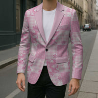 Pink Palaka Japanese Patterns Blazer Koi Fish Asanoha Sakura Patchwork Stylized LT14 - Polynesian Pride
