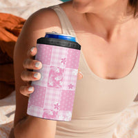 Pink Palaka Japanese Patterns 4 in 1 Can Cooler Tumbler Koi Fish Asanoha Sakura Patchwork Stylized - Polynesian Pride