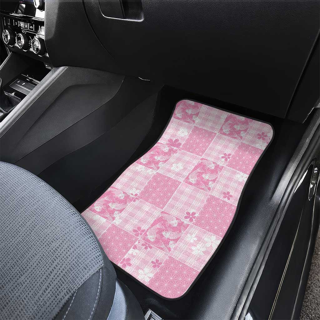 Pink Palaka Japanese Patterns Car Mats Koi Fish Asanoha Sakura Patchwork Stylized LT14 - Polynesian Pride