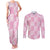 Pink Palaka Japanese Patterns Couples Matching Tank Maxi Dress and Long Sleeve Button Shirt Koi Fish Asanoha Sakura Patchwork Stylized - Polynesian Pride