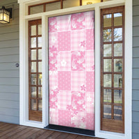 Pink Palaka Japanese Patterns Door Cover Koi Fish Asanoha Sakura Patchwork Stylized - Polynesian Pride