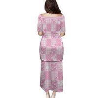 Pink Palaka Japanese Patterns Family Matching Puletasi and Hawaiian Shirt Koi Fish Asanoha Sakura Patchwork Stylized LT14 - Polynesian Pride