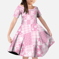 Pink Palaka Japanese Patterns Family Matching Summer Maxi Dress and Hawaiian Shirt Koi Fish Asanoha Sakura Patchwork Stylized - Polynesian Pride