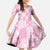 Pink Palaka Japanese Patterns Kid Short Sleeve Dress Koi Fish Asanoha Sakura Patchwork Stylized - Polynesian Pride