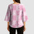 Pink Palaka Japanese Patterns Kimono Sleeve Blouse Koi Fish Asanoha Sakura Patchwork Stylized - Polynesian Pride