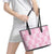 Pink Palaka Japanese Patterns Leather Tote Bag Koi Fish Asanoha Sakura Patchwork Stylized - Polynesian Pride