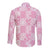 Pink Palaka Japanese Patterns Long Sleeve Button Shirt Koi Fish Asanoha Sakura Patchwork Stylized - Polynesian Pride