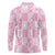Pink Palaka Japanese Patterns Long Sleeve Polo Shirt Koi Fish Asanoha Sakura Patchwork Stylized - Polynesian Pride