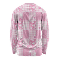 Pink Palaka Japanese Patterns Long Sleeve Shirt Koi Fish Asanoha Sakura Patchwork Stylized LT14 - Polynesian Pride