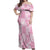 Pink Palaka Japanese Patterns Off Shoulder Maxi Dress Koi Fish Asanoha Sakura Patchwork Stylized - Polynesian Pride