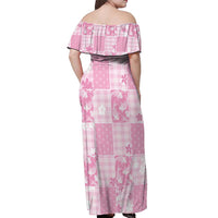 Pink Palaka Japanese Patterns Off Shoulder Maxi Dress Koi Fish Asanoha Sakura Patchwork Stylized - Polynesian Pride