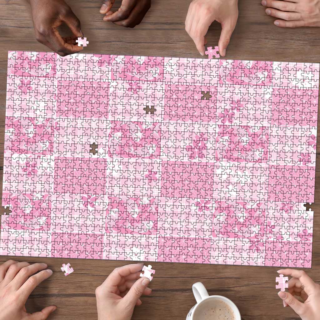 Pink Palaka Japanese Patterns Puzzle Koi Fish Asanoha Sakura Patchwork Stylized LT14 - Polynesian Pride