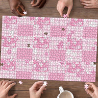 Pink Palaka Japanese Patterns Puzzle Koi Fish Asanoha Sakura Patchwork Stylized LT14 - Polynesian Pride