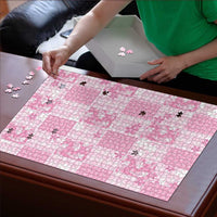 Pink Palaka Japanese Patterns Puzzle Koi Fish Asanoha Sakura Patchwork Stylized LT14 - Polynesian Pride