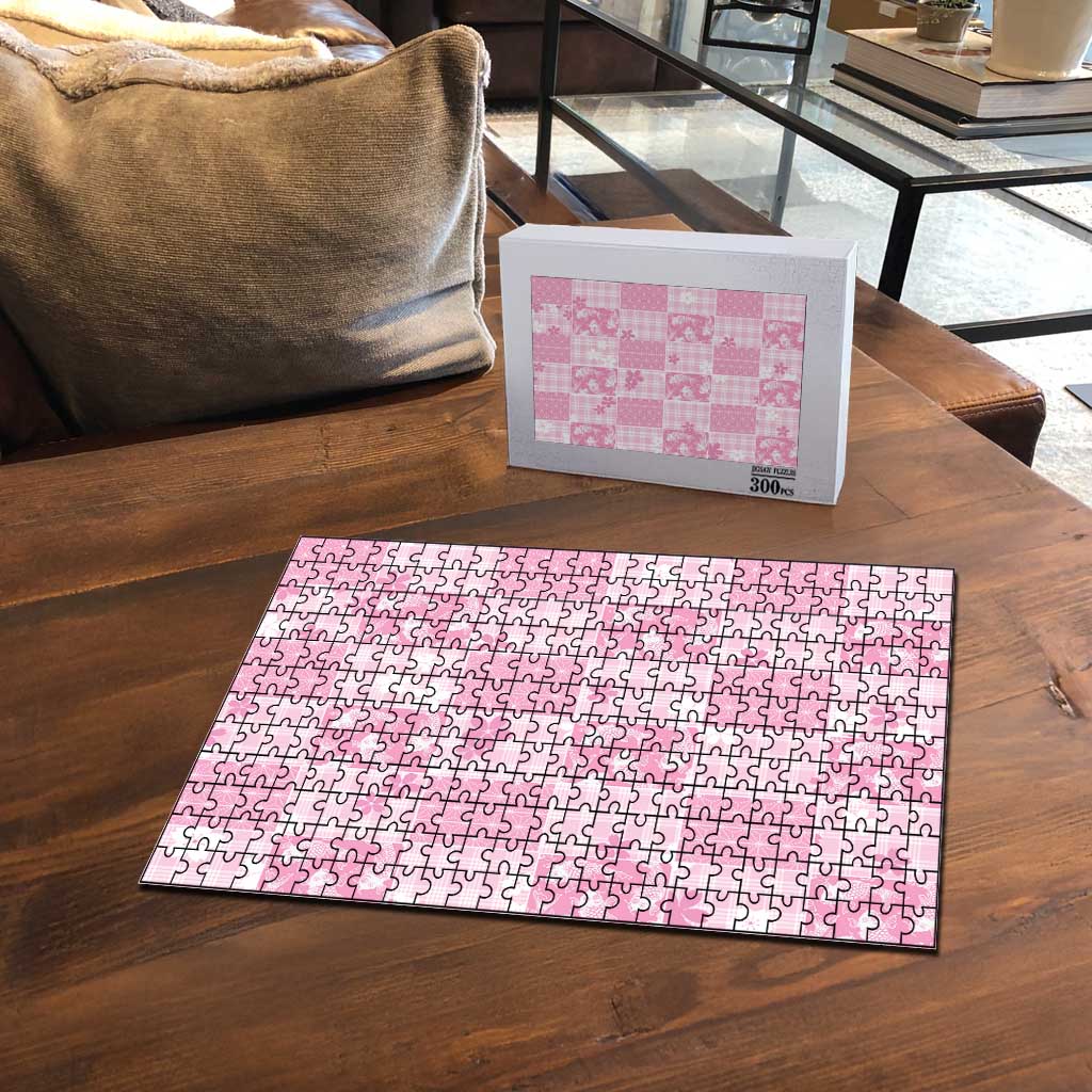 Pink Palaka Japanese Patterns Puzzle Koi Fish Asanoha Sakura Patchwork Stylized LT14 - Polynesian Pride