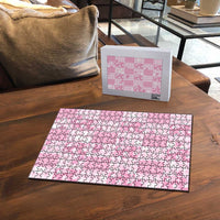 Pink Palaka Japanese Patterns Puzzle Koi Fish Asanoha Sakura Patchwork Stylized LT14 - Polynesian Pride