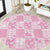 Pink Palaka Japanese Patterns Round Carpet Koi Fish Asanoha Sakura Patchwork Stylized - Polynesian Pride